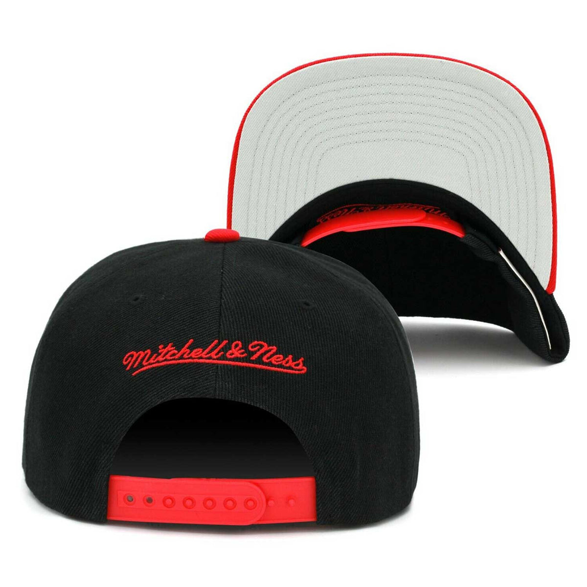 Mitchell & Ness Chicago Bulls Core Black/Red Adjustable Snapback Hat for Men product image 2, provided for visual reference