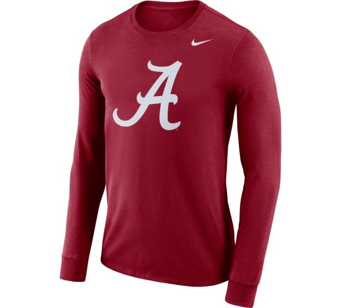 Nike Men Alabama Crimson Tide Crimson Dri-FIT Logo Long Sleeve Shirt product image 1, provided for visual reference and