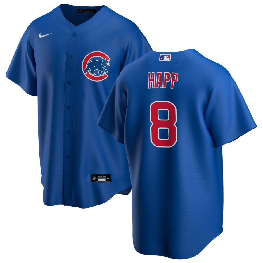 NIKE Men Ian Happ Chicago Cubs Blue Alternate Premium Stitch Replica Jersey product image 1, provided for visual reference