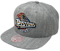 Detroit Pistons Hardwood Classics Heather Gray 2.0 Mitchell & Ness Snapback Hat product image 1, provided for visual