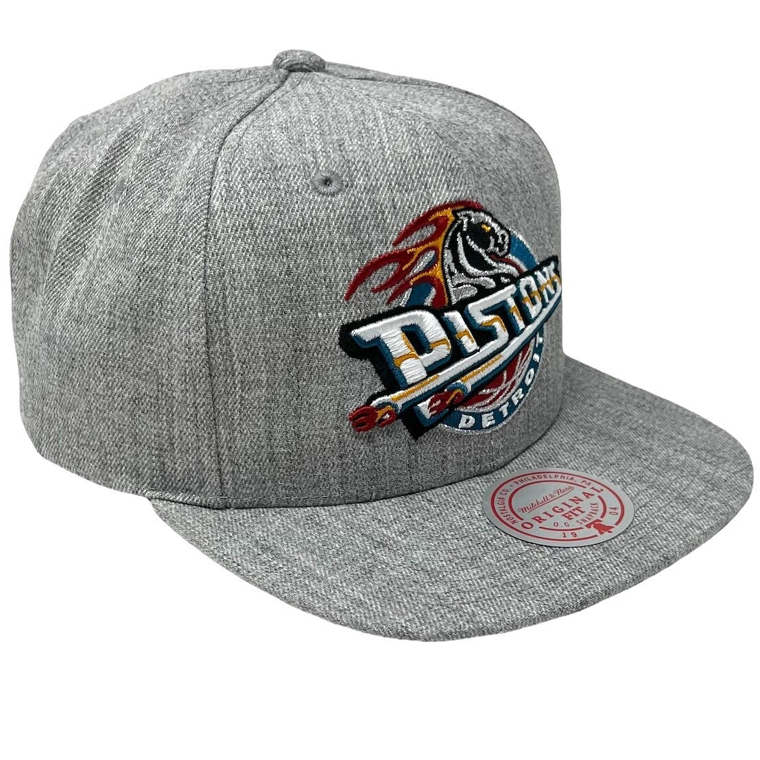 Detroit Pistons Hardwood Classics Heather Gray 2.0 Mitchell & Ness Snapback Hat product image 3, provided for visual