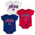 Newborn/Infant Chicago Cubs Blue/Red/White Ball Fan-tastic Three-Pack Bodysuit Set product image 1, provided for visual