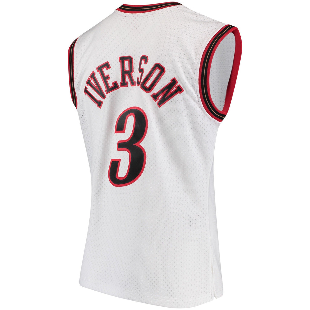 Men’s Allen Iverson Philadelphia 76ers 2000-2001 Swingman White Replica Jersey By Mitchell & Ness product image 3, provided