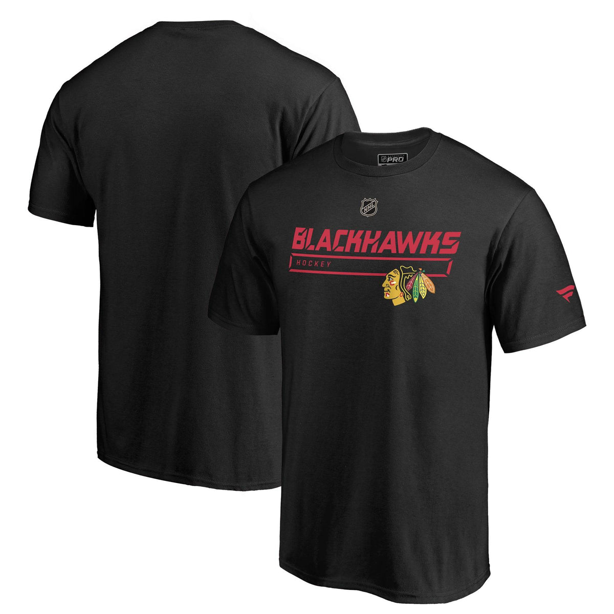 Mens Chicago Blackhawks Fanatics Branded Authentic Pro Prime Short Sleeve Black T-Shirt product image 1, provided for visual
