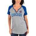 Chicago Cubs Majestic Gray/Royal From the Stretch V-Notch T-Shirt for Women product image 1, provided for visual reference