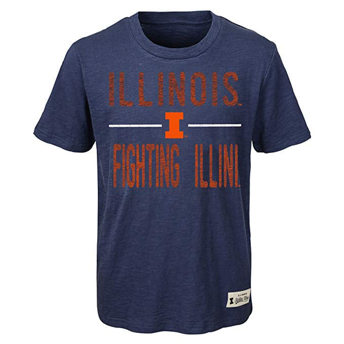 Illinois Fighting Illini Gen2 Youth Navy Blue Scratched Out Shirt product image 1, provided for visual reference and product