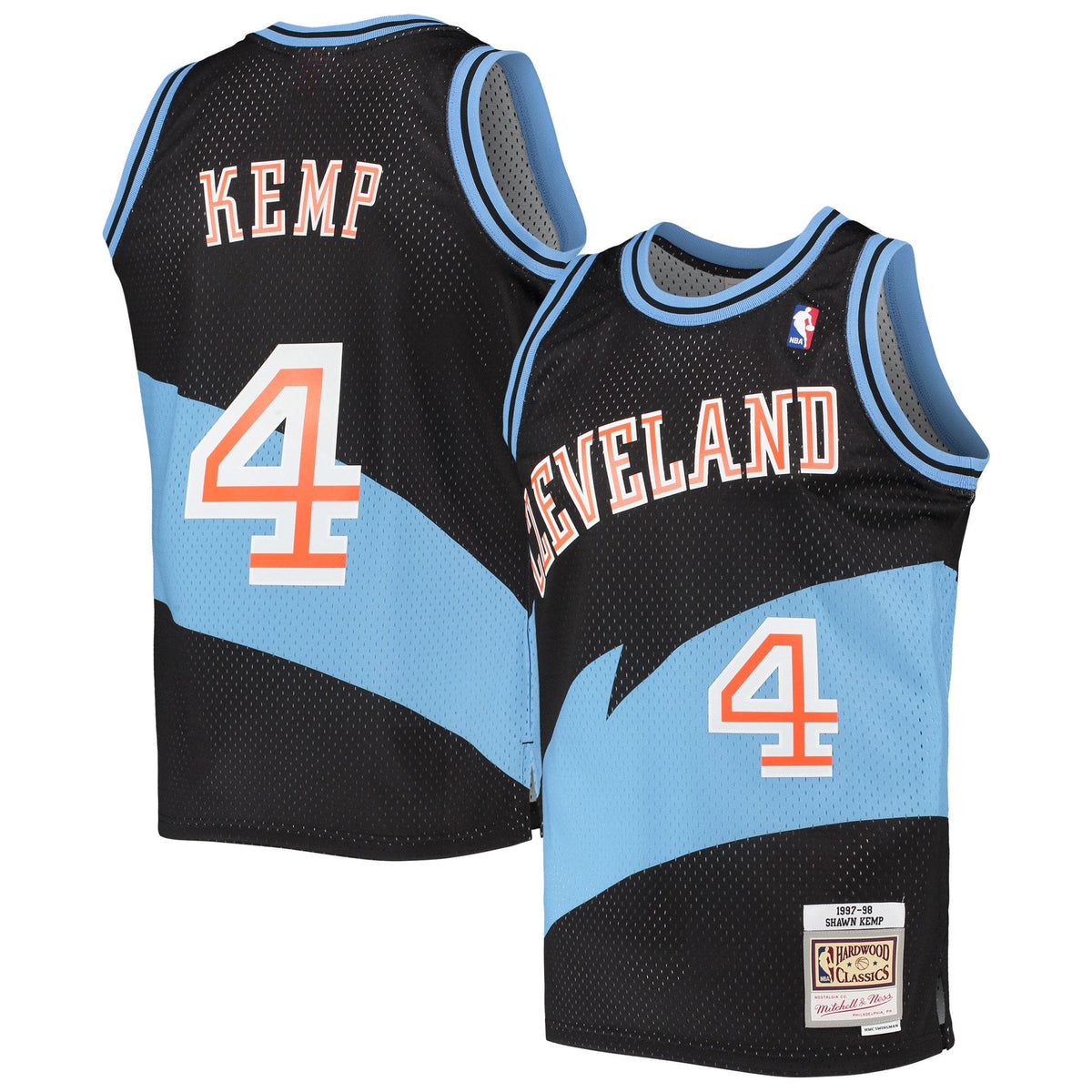 Cleveland Cavaliers Shawn Kemp Mitchell & Ness Black 1997-98 Hardwood Classics Swingman Jersey for Men product image 1,