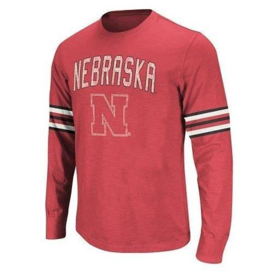 Nebraska Cornhuskers Red Tackle Long Sleeve Slub Knit T-Shirt product image 1, provided for visual reference and product