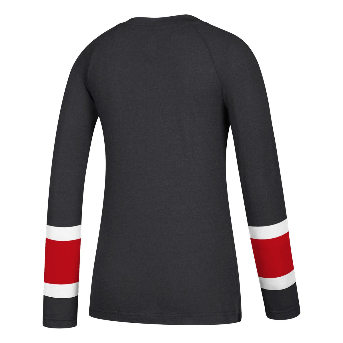 Women’s Chicago Blackhawks Black Long Sleeve Henley T-Shirt product image 2, provided for visual reference and product