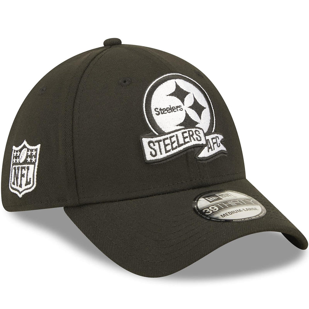 Pittsburgh Steelers New Era Black 2022 Sideline 39THIRTY Flex Hat for Men product image 1, provided for visual reference and