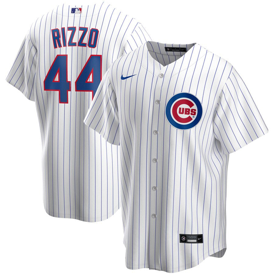 NIKE Men Anthony Rizzo Chicago Cubs Premium Twill White Home Replica Jersey product image 1, provided for visual reference