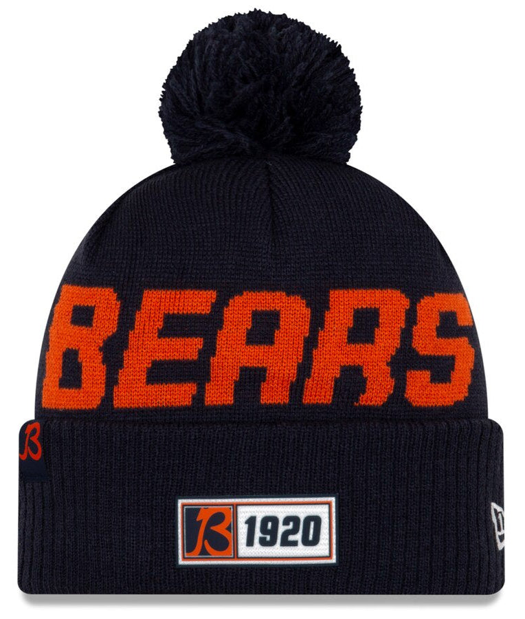 New Era Navy Chicago Bears 2019 NFL Sideline Road "B" Official Sport Knit Hat for Men product image 1, provided for visual