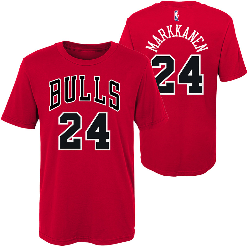 Youth Lauri Markkanen Chicago Bulls Name And Number T-Shirt product image 1, provided for visual reference and product