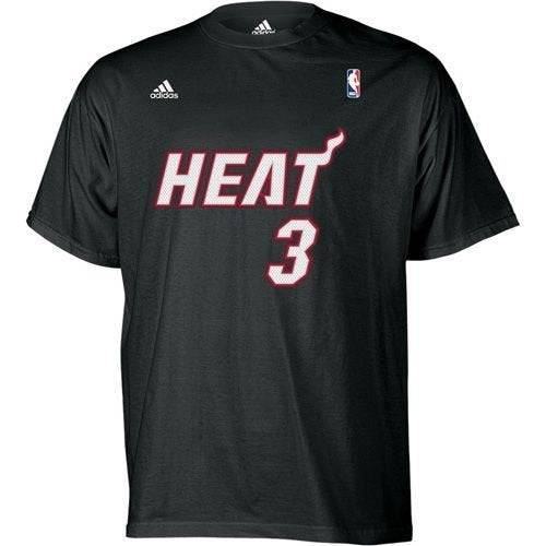 Mens NBA Miami Heat Dwyane Wade Black Name & Number T-Shirt product image 2, provided for visual reference and product