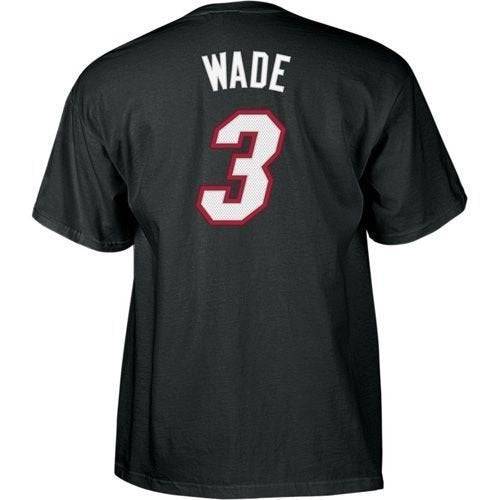 Mens NBA Miami Heat Dwyane Wade Black Name & Number T-Shirt product image 3, provided for visual reference and product