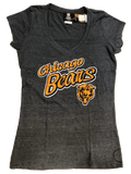 Womens Chicago Bears Cursive Script V-Neck T-Shirt product image 1, provided for visual reference and product detail review