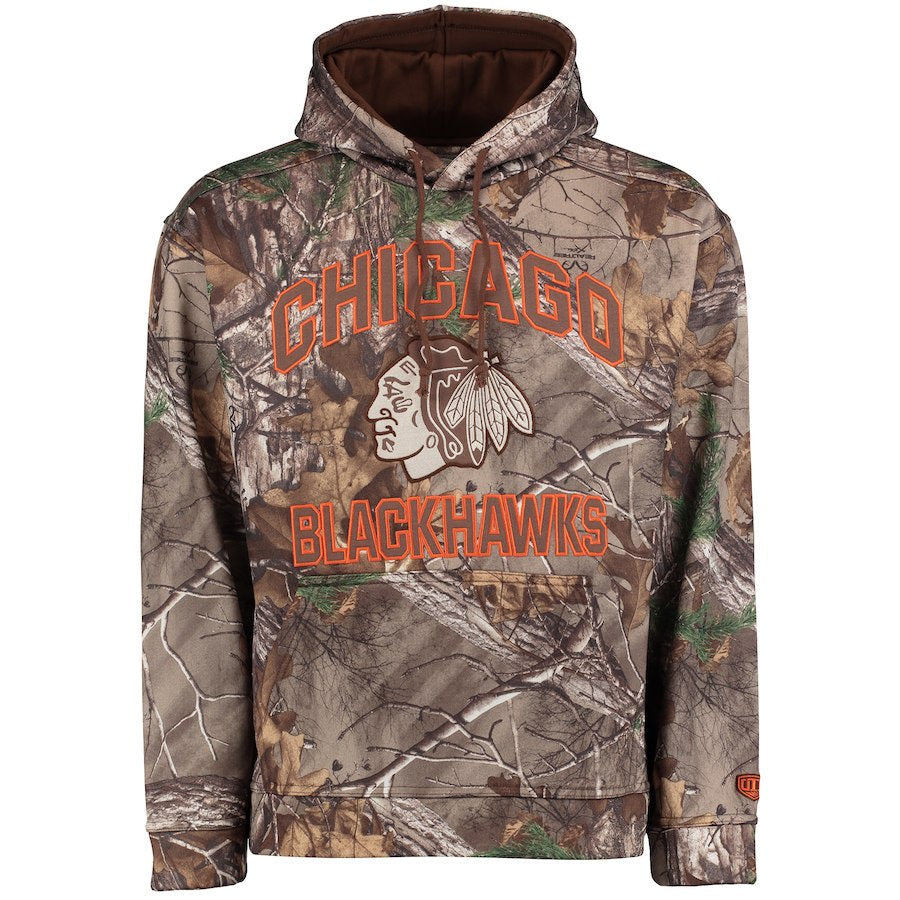 Chicago Blackhawks Old Time Hockey Realtree Camo Parot Hoodie for Men product image 1, provided for visual reference and