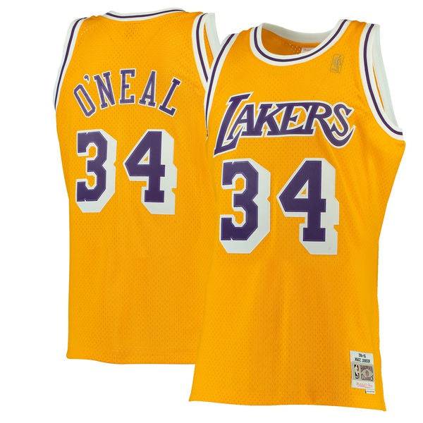 Los Angeles Lakers Shaquille O'Neal Mitchell & Ness Gold 1996-97 Hardwood Classics Swingman Jersey for Men product image 1,
