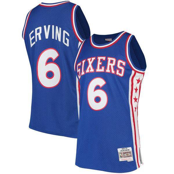 Mens Philadelphia 76ers Julius Erving Mitchell & Ness Royal Hardwood Classics Swingman Jersey product image 1, provided for