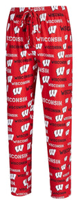 Mens Wisconsin Badgers Midfield Synthetic Pajama Pants product image 1, provided for visual reference and product detail
