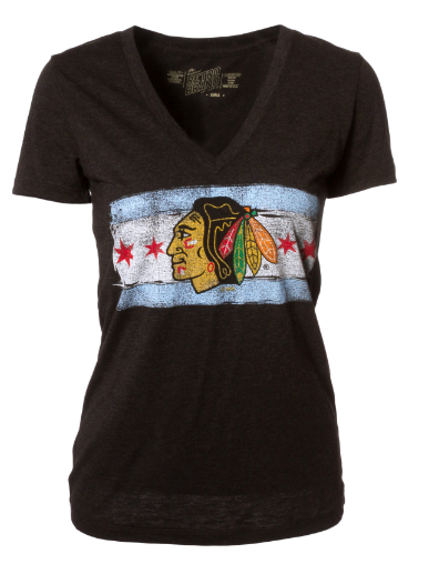 Chicago Blackhawks Chicago Flag Deep V-Neck T-Shirt for Women product image 1, provided for visual reference and product