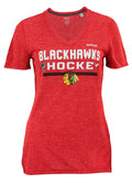 Chicago Blackhawks Red Play Dry Performance Freeze V-neck T-Shirt for Women product image 1, provided for visual reference