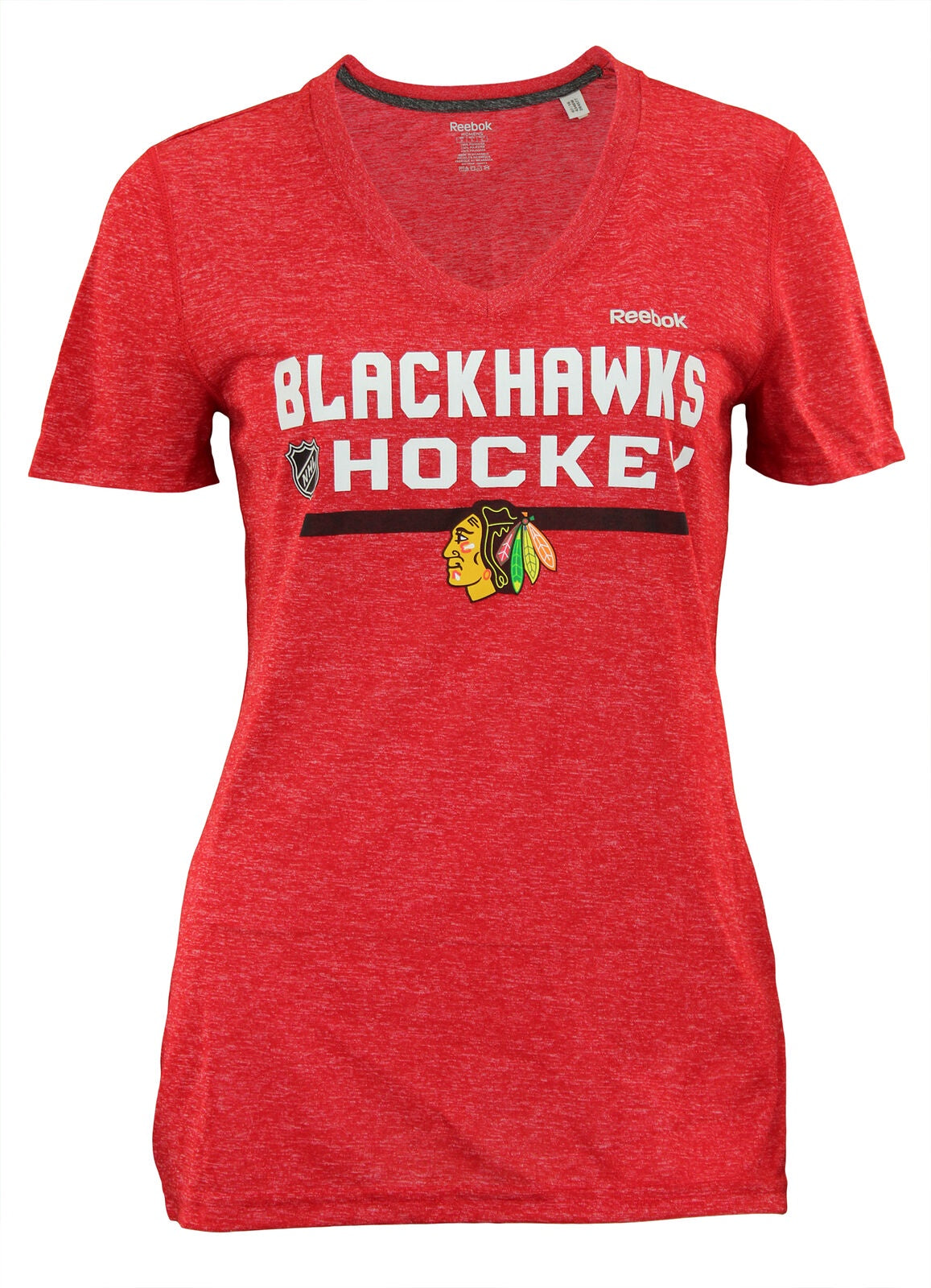Chicago Blackhawks Red Play Dry Performance Freeze V-neck T-Shirt for Women product image 1, provided for visual reference