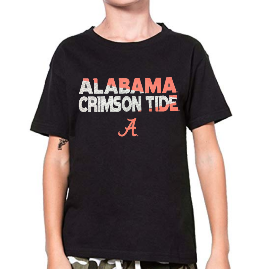 Youth Alabama Crimson Tide NCAA Black Flux Dual Blend T-Shirt product image 1, provided for visual reference and product