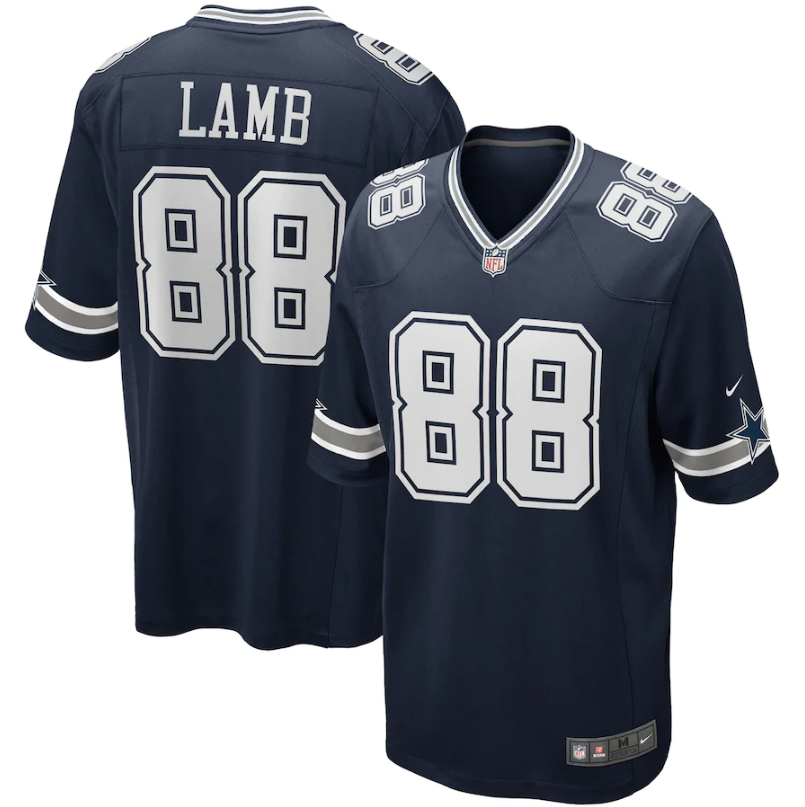 Dallas Cowboys CeeDee Lamb Nike Navy Game Jersey for Men product image 1, provided for visual reference and product detail