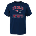 Youth New England Patriots Navy Ovation Short Sleeve T-Shirt product image 1, provided for visual reference and product