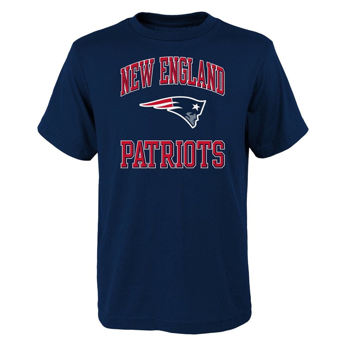 Youth New England Patriots Navy Ovation Short Sleeve T-Shirt product image 1, provided for visual reference and product