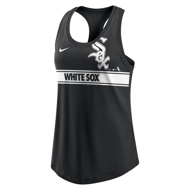 Chicago White Sox Nike Women Cropped Logo Performance Racerback Tank Top - Black product image 2, provided for visual
