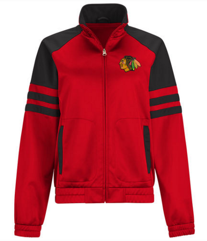 Chicago Blackhawks Baseline Track Jacket for Women product image 1, provided for visual reference and product detail review