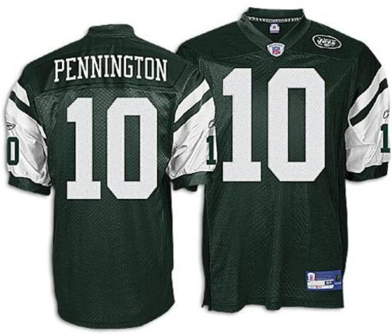 Chad Pennington New York Jets Reebok Green Authentic Jersey product image 1, provided for visual reference and product