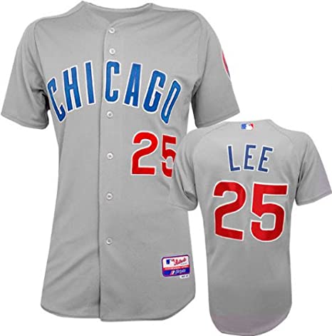 Mens Majestic Chicago Cubs Derrek Lee Road Gray Authentic Jersey product image 1, provided for visual reference and product