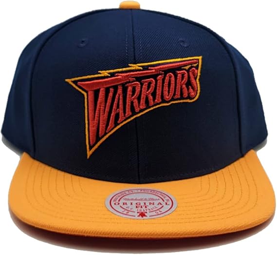 Golden State Warriors Mitchell & Ness Hardwood Classics Reload 2.0 Snapback Hat - Navy/Yellow product image 2, provided for