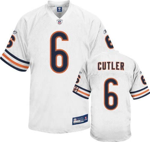 Jay Cutler White Authentic Reebok Premier Jersey product image 1, provided for visual reference and product detail review