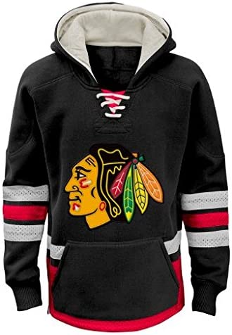 Chicago Blackhawks Youth NHL Retro Skate Black Pullover Hood product image 1, provided for visual reference and product
