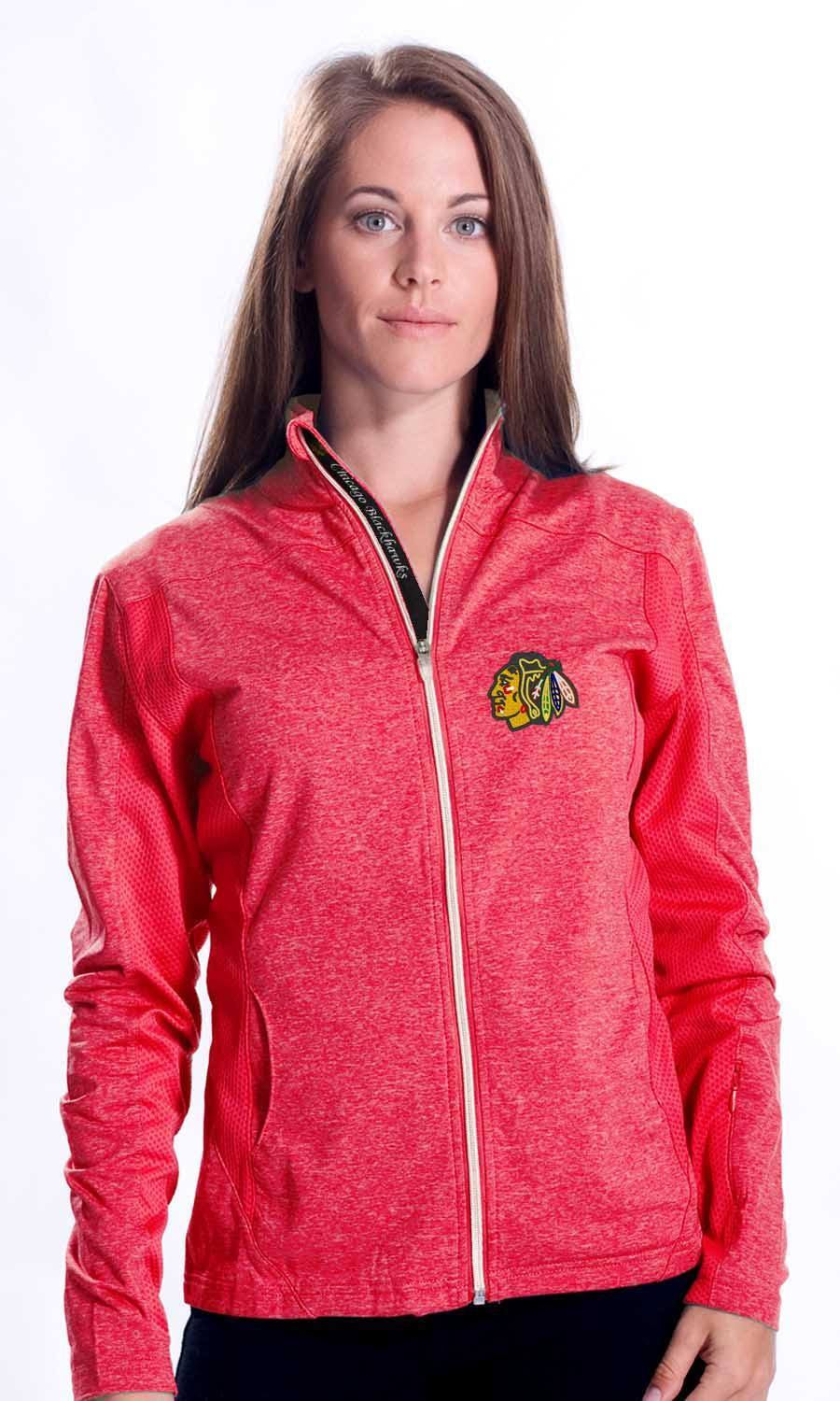 Chicago Blackhawks Levelwear Aurora Script Full Zip Jacket-Red for Women product image 1, provided for visual reference and