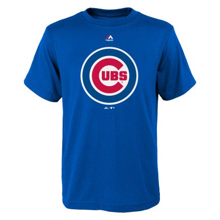 Child Chicago Cubs Primary Logo Royal Blue Majestic Short Sleeve T-Shirt product image 1, provided for visual reference and