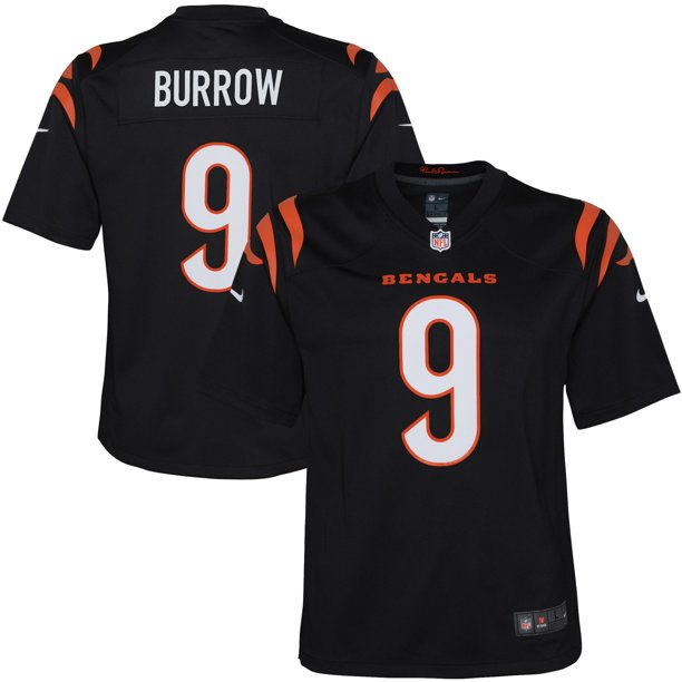 Youth Cincinnati Bengals Joe Burrow Nike Black Game Jersey product image 1, provided for visual reference and product detail