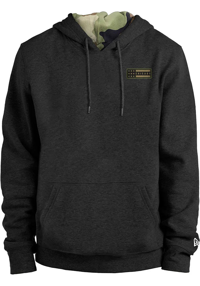 Chicago Cubs New Era 2022 Armed Forces Day Black Pullover Hoodie for Men product image 1, provided for visual reference and