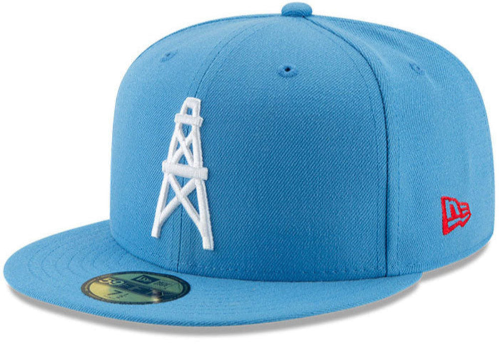Mens Houston Oilers New Era Light Blue Retro 59FIFTY Fitted Hat product image 1, provided for visual reference and product