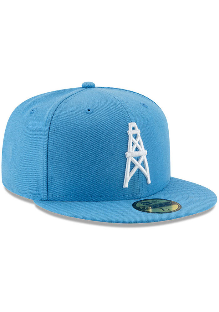 Mens Houston Oilers New Era Light Blue Retro 59FIFTY Fitted Hat product image 3, provided for visual reference and product