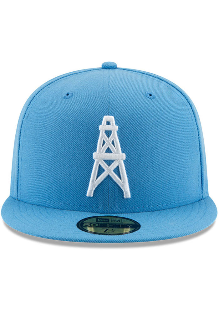 Mens Houston Oilers New Era Light Blue Bannerside 59FIFTY Fitted Hat product image 2, provided for visual reference and