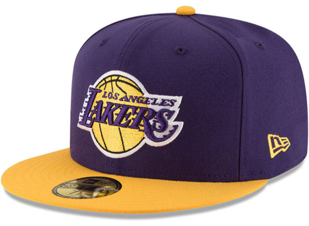 New Era Los Angeles Lakers Mens Purple 2T 59FIFTY Fitted Hat product image 1, provided for visual reference and product