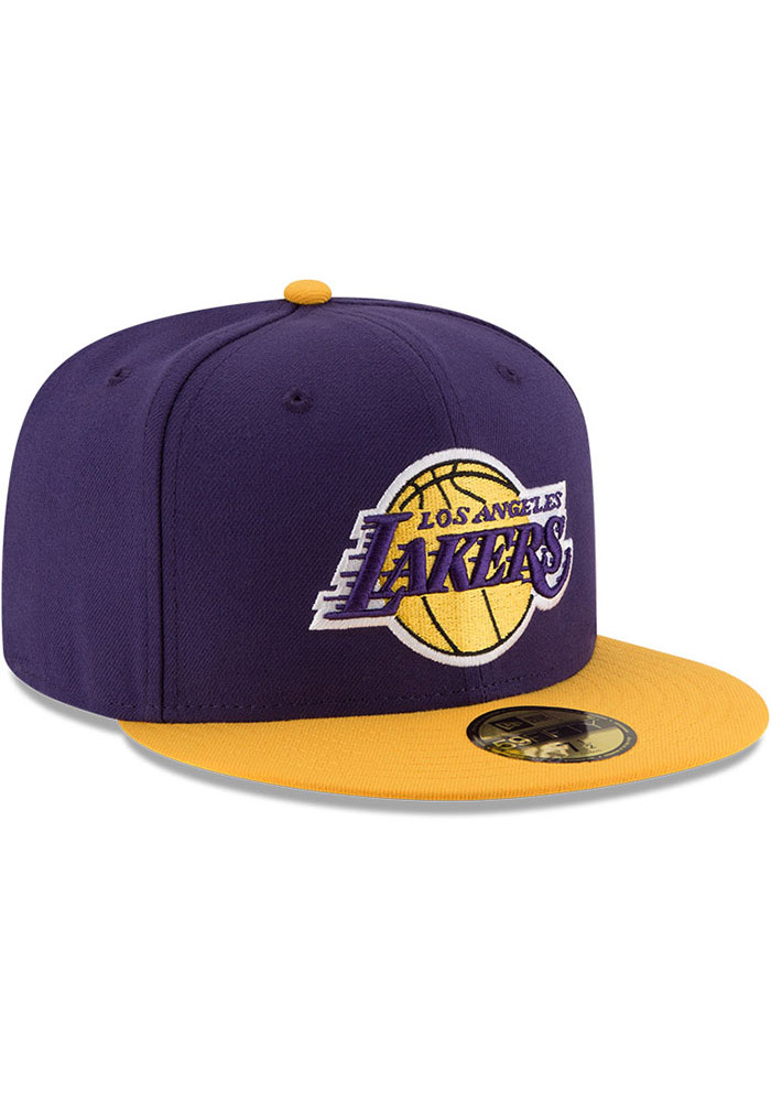 New Era Los Angeles Lakers Mens Purple 2T 59FIFTY Fitted Hat product image 3, provided for visual reference and product