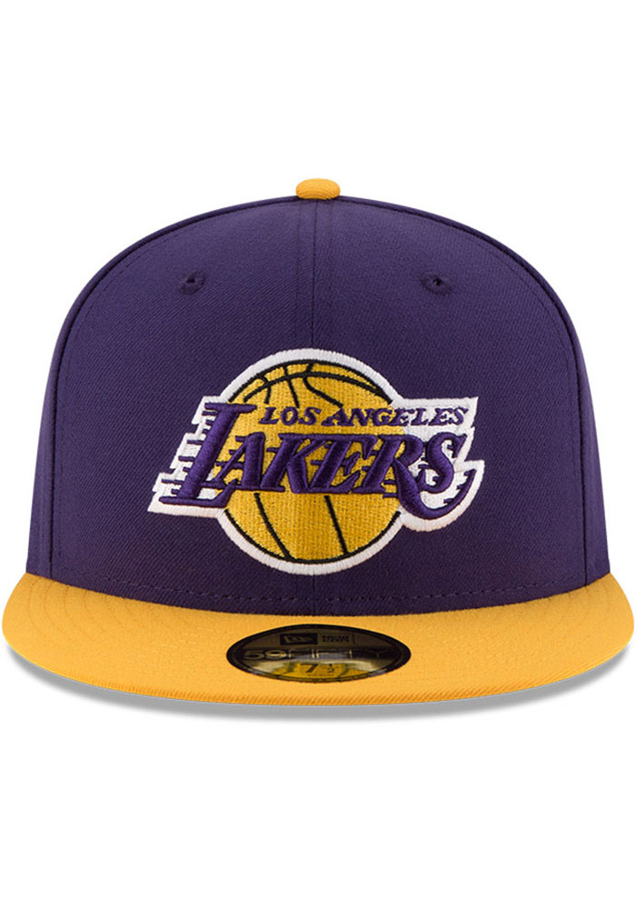 New Era Los Angeles Lakers Mens Purple 2T 59FIFTY Fitted Hat product image 2, provided for visual reference and product