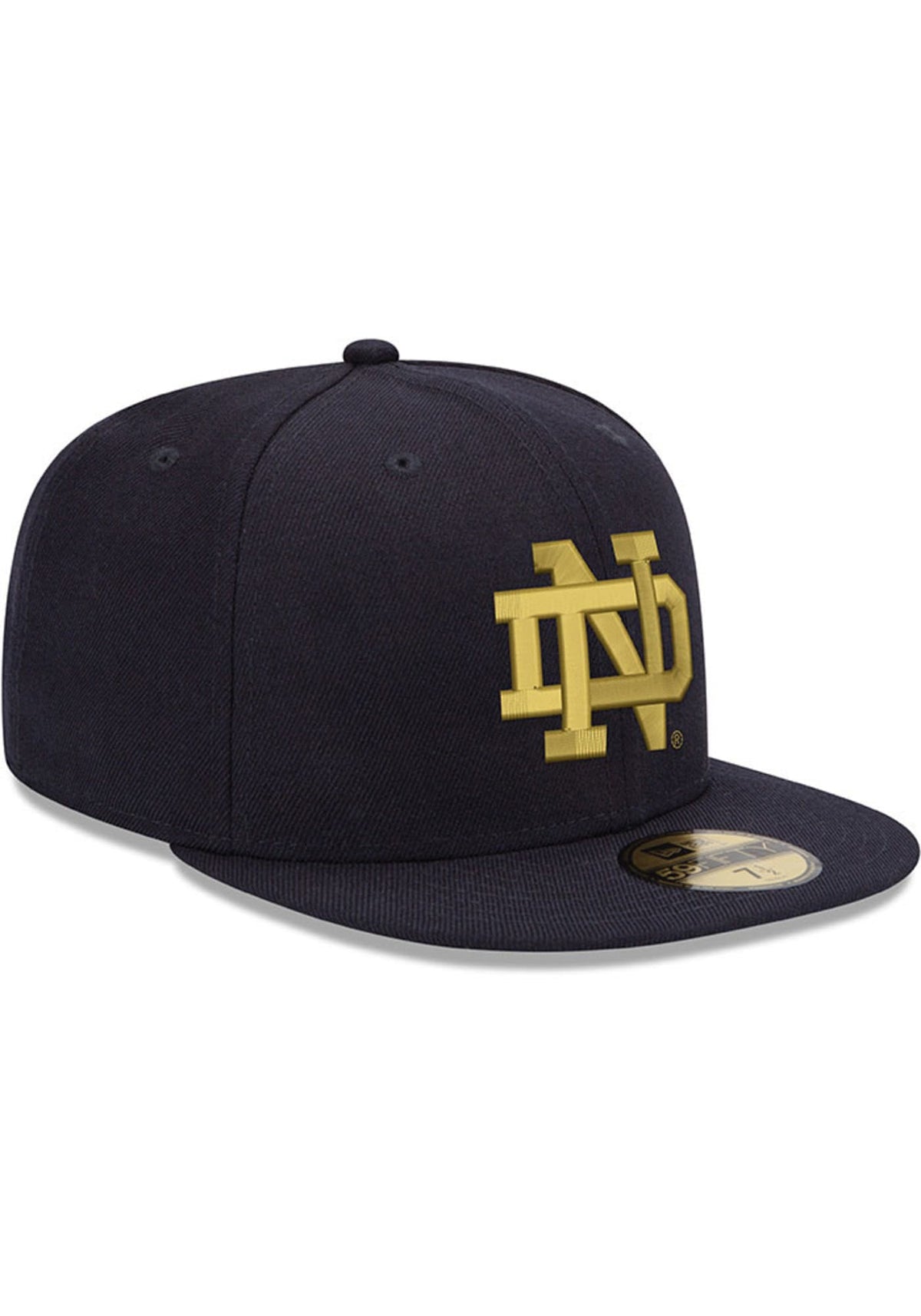 Mens Notre Dame Fighting Irish New Era Navy and Gold Basic 59FIFTY Fitted Hat product image 3, provided for visual reference