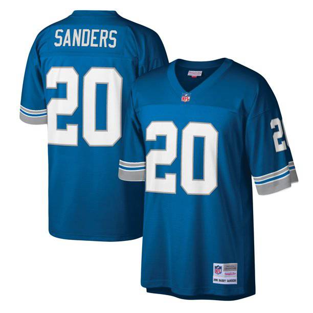Mens Detroit Lions Barry Sanders Mitchell & Ness Honolulu Blue Legacy Replica Jersey product image 1, provided for visual